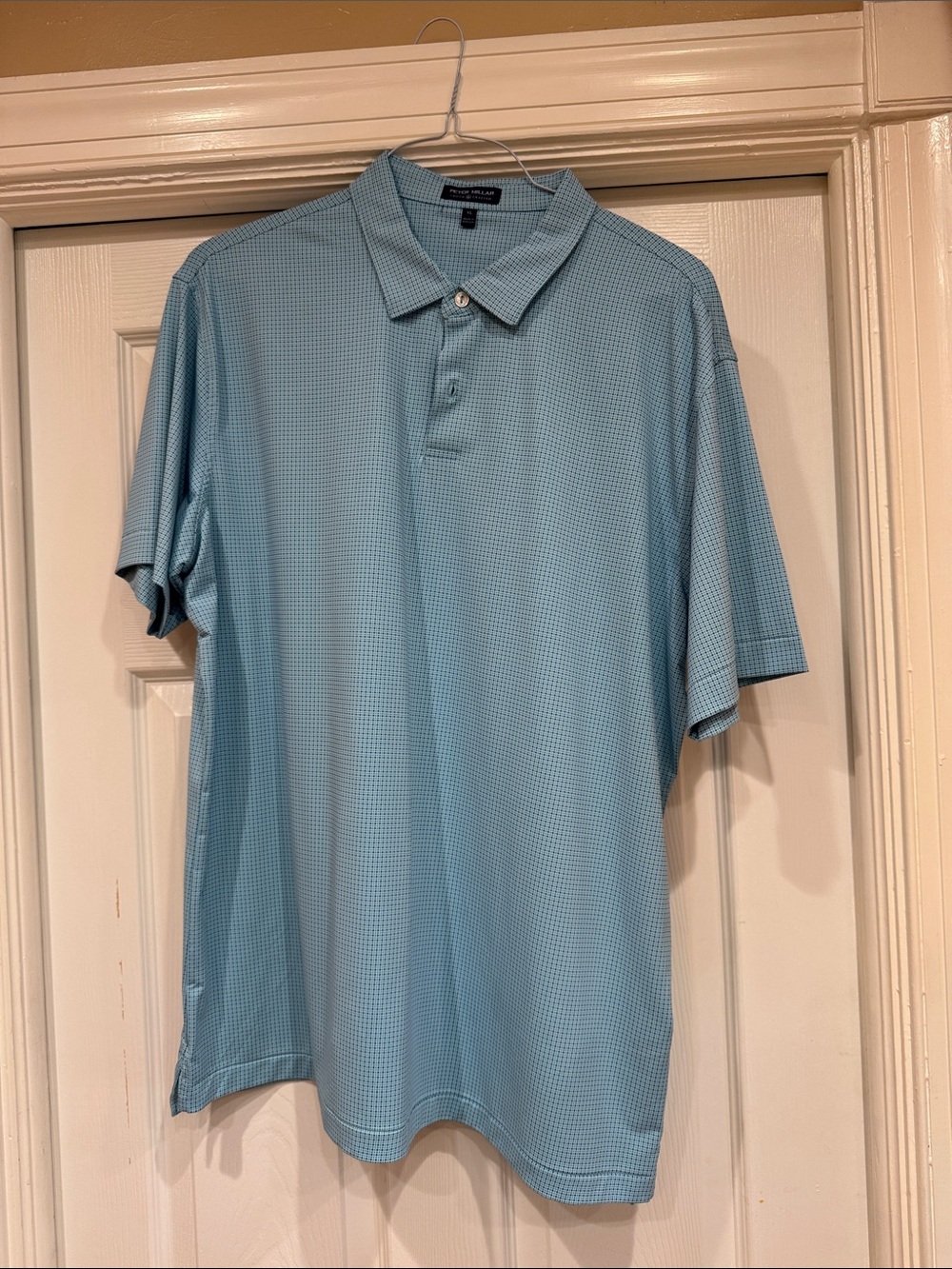 Peter Millar Light Blue Micro-Grid Polo